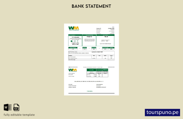 listo para imprimir plantilla de Excel de extracto bancario de USA Waste Managem